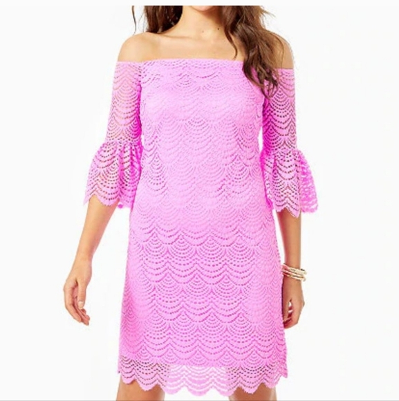 BNWT LILLY PULITZER Off Shoulder Dress, Lilac Color Size Large - Picture 2 of 2